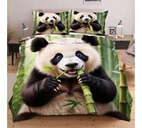Nuphtun Set Lit Une Place 140x200 cm Animal Panda, Housse de Couette Imprimée 3D et 2 Taies d'oreiller, Toucher Doux comme du Coton | Parfait pour Célibataires et Studios C60