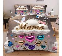 Nuphtun Set Lit Une Place 140x200 cm Motif d'amour, Housse de Couette Imprimée 3D et 2 Taies d'oreiller, Toucher Doux comme du Coton | Parfait pour Célibataires et Studios B384