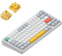 nuphy Halo75 V2 Kyeboard de jeu mécanique, clavier Bluetooth 75 % sans fil remplaçable à chaud, clavier rétroéclairé RVB 83 Kyes, prend en charge Bluetooth/2,4 GHz/USB-C (blanc, citron (55 gf))