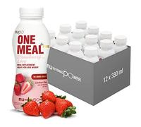 NUPO One Meal + Prime Fraise I Shake prêt à boire I Savoureux shake substitut de repas avec 24 vitamines et minéraux I Riche en protéines I Sans sucre ajouté I 12 x 330ml