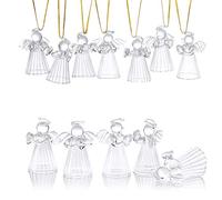 NUPTIO 12 Pièces/Ensemble en Verre Ange Ornement, Conception Debout avec Fond Creux, Petite Décoration de Fête de Vacances d'hiver Traditionnel