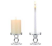 NUPTIO 2 Pcs Verre Chandelier Et Pilier Titulaire, 8cm Hauteur Cristal Fenêtre Bougies Stand, pour Mariage Et Table De Centre De Table Décoration De La Maison
