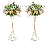 Nuptio 2 Pièces Métal Fleur Trompette Vase 66cm Haut Vase Or, Centres Table Mariage pour Tables, Arrangement Artificiel Support Fleur pour Anniversaire Fête Anniversaire Événement Allée Maison