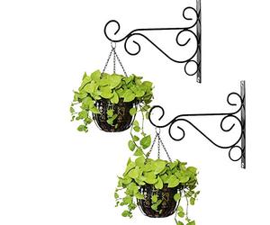 NUPTIO 2 Pièces Supports Panier Suspendus Extérieur, Crochets Jardin Métal Noir, Crochets Clôture 25cm Longueur pour Paniers Suspendus pour Mangeoires À Oiseaux Planteurs Lanternes Carillos Éoliens