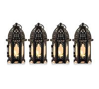 NUPTIO 4 Pcs Métal Bougie Bougie Chauffe-Plat Petite Taille Mariage Pièces Maîtresses de Verre Transparent Lanternes Suspendues Créatif Mariage Maison Décoration de Table Cage À Oiseaux, Noir