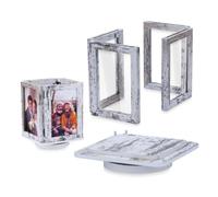 NUPTIO Bois Cadre Multi Photo: 10x15cm, Tournante Double Frame | Blanchi à la Chaux, Aimanté, Pliable, Rectangulaire, Cadeaux pour Mariage, Noel, Anniversaire, Ceremonie