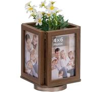NUPTIO Bois Cadre Multi Photo: 10x15cm, Tournante Double Frame | Marron, Aimanté, Pliable, Rectangulaire, Cadeaux pour Mariage, Noel, Anniversaire, Ceremonie