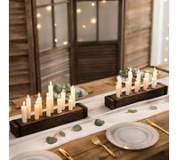 NUPTIO Bois Chandelier Bougeoir Centre de Table Mariage - 10 Branches 42cm Long 2 Pièces Candélabre Bougeoir Argenté Bougies À Bouts Noël Salle À Manger Salon Cheminée Vintage Décor