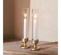 NUPTIO Bougeoir en Verre Cylindrique À Bougies - Lot de 2 Centres de Table de Mariage Décoration de Table de Salle À Manger pour Cheminée 31cm