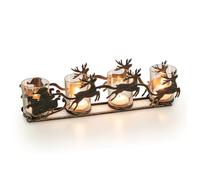 NUPTIO Bougeoir Noel Decoration Table: Chandelier Centre de Table Deco Cerf Noirs Photophore Bougeoirs en Verre Porte-lampions Ornements D'intérieur Cheminée Rebord de Fenêtre Salle à Manger