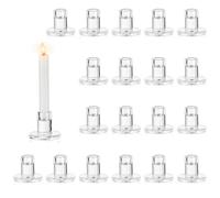 NUPTIO Bougeoir Verre Chandelier Lot de 20 Bougeoir en Verre Transparent Bougies à Réchauds en Forme de Pilier Centre de Table pour la Décoration des Dîners de Noël