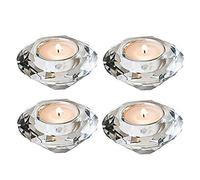 NUPTIO Bougeoirs Chauffe-Plat 4 Pièces Photophores Bougeoir Verre Porte Bougie Votifs Cristal Taillés À Main Diamant Table Mariage Décorations Pièce Maîtresse Cadeaux Fête Noël pour Maman