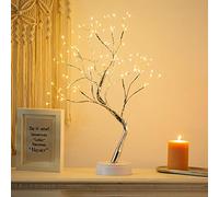NUPTIO Bouleau avec des Lumières: Brindille Bonsaï Arbre 1.6 Pi Arbre Pâques Noël éclairé Arbres Décoration Fete Maison Anniversaire Mariage Décoration Intérieure (Lumière Blanche Chaude, 1 Pièce)