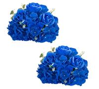 NUPTIO Boules Fleurs pour Centres de Mariage: 2 Pièces 30cm Fleurs Artificielles Bleu Royal Boules Roses pour Centre de Table Fausses Compositions pour Mariages Décorations Fêtes d'anniversaire