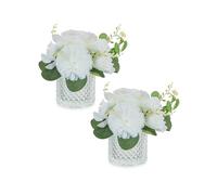 NUPTIO Bouquet de Fleurs Artificielles Vase: Bocal en Verre, 2 Pièces