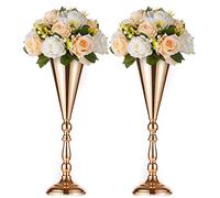 NUPTIO Centre de Table Métal Vase: 42cm Haut, Trompette Forme, 2 Pièces