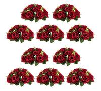 Nuptio Centre de Table pour Mariage avec Fleurs, Table - 10 pièces, 24 cm, diamètre Cramoisi, Fleurs artificielles, Boule Rose, compositions de Fausses Roses pour Mariages, décorations de fête