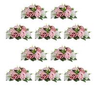 NUPTIO Centres de Table de Fleurs Artificielles - 10 Pièces Rose Poussiéreux Boules Fausses Fleurs 24cm Diamètre - Arrangement Fausses Roses Soie pour Décorations Centre de Table Fête Mariage
