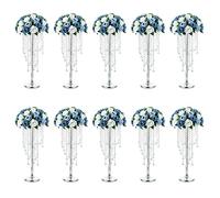 NUPTIO Centres de Table de Mariage Vase en Argent: 10 Pièces 55cm Haut Vases de Fleurs Cristal Support Métal pour Décorations Fête Élégants Vrac Mariages Anniversaire Chandelier