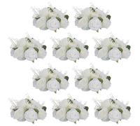NUPTIO Centres de Table en Fleurs Artificielles: 10 Pièces 24cm Diamètre Fausses Fleurs Roses Blanches Composition Boules Soie Faux Bouquet Mariage pour Maison Décorations Fête d'anniversaire