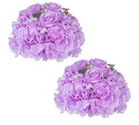NUPTIO Centres de Table en Fleurs Artificielles: 2 Pièces 30cm Diamètre Boules Fausses Fleurs Roses Violet Clair Boules de Soie pour Centre de Tables de Fête de Mariage Décorations