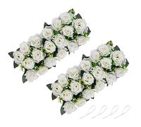 NUPTIO Centres de Table en Fleurs Artificielles - 2 Pièces Fleurs Blanches 50cm Long Faux Arrangements Floraux Rose Soie pour Décoration de Centre de Table de Mariage À Manger et Cheminée Salon