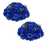NUPTIO Centres de Table Fleurs Artificielles - 2 Boules Fleurs Artificielles de 40cm de Diamètre Bouquet de Fleurs Artificielles en Soie Bleu Roi pour Décoration de Centre de Table de Mariage