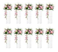 Nuptio Centres Table Mariage Vase: 10 Pièces 80cm Haut Fleurs Acryliques Vase Sol Colonne Arrangement Fleurs Support Présentoir Rectangulaire Géométrique pour la Décoration Fête Mariage