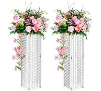 Nuptio Centres Table Mariage Vase: 2 Pièces 80cm Haut Fleurs Acryliques Vase Sol Colonne Arrangement Fleurs Support Présentoir Rectangulaire Géométrique pour la Décoration Fête Mariage