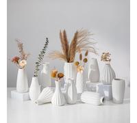 NUPTIO Ceramique Petit Vase Blanc: Fleur Vases Decoratif pour Boheme Decoration Maison Chambre - Champetre Centre de Table pour Mariage Noel Déco Lot de 12