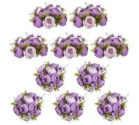 NUPTIO Fleurs Artificielles de Pivoine pour Centres: 10 Pièces 24cm de Diamètre Boules de Fausses Fleurs en Soie Violettes Bouquet de Mariage Centres de Table pour Décoration de Salle de Séjour