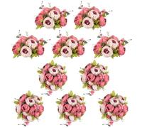 NUPTIO Fleurs Artificielles pour Centres de Table: 10 Pièces de 24cm de Diamètre Pivoine Rose Foncé Fausses Fleurs de Mariage Bouquet de Soie Décorations