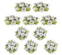 NUPTIO Fleurs Blanches Pivoines pour Centres: 10 Pièces 24cm de Diamètre Boules de Fleurs Artificielles pour Centres de Table Bouquet de Faux Mariage Décoration de Fête