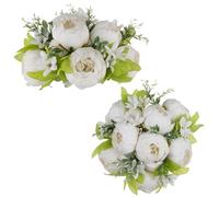 NUPTIO Fleurs Blanches Pivoines pour Centres: 2 Pièces 24cm de Diamètre Boules de Fleurs Artificielles pour Centres de Table Bouquet de Faux Mariage Décoration de Fête