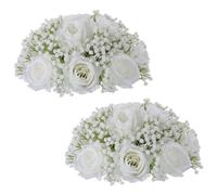 NUPTIO Fleurs Centre de Table Mariage: 2 Pièces 22cm Diamètre Blanche Boule Fleur Artificielle pour Fete Decoration - Composition Gypsophile Fausse Fleur Rose pour Anniversaire