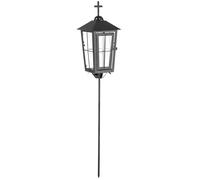 NUPTIO Lanterne Funéraire Résistante Aux Intempéries: D'extérieur de 69 cm Haut avec Piquet Noir Lampe Funéraire Métal Bougie Funéraire Photophore Bougeoir Lanterne Jardin