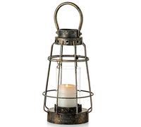 NUPTIO Lanternes Bougie Vintage Décoratives avec Poignée Rustique Bougeoir Pilier Portable Lanterne Ferme Fer Forgé pour Centre Table Fête Mariage Décoration Jardin Intérieur Extérieur