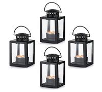 Nuptio Lanternes pour Bougies Lanternes de Jardin, 4 Pièces Suspendues Petites Lanternes pour Bougie Chauffe-Plat, Bougeoirs Bougie Noire pour Les Événement de Plein Air en Intérieur
