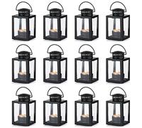 Nuptio Lanternes pour Bougies Lanternes de Jardin, Suspendues Petites Lanternes pour Bougie Chauffe-plat, Bougeoirs Bougie Noire pour les Événement de Plein Air en Intérieur(10 Pièces + 2 Pièces)
