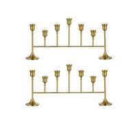 NUPTIO Lot de 2 bougeoirs dorés pour centre de table : chandelier conique en laiton pour bâtons de bougies - Lot de 2 bougeoirs longs pour Noël, fête d'anniversaire, cheminée, décoration de table