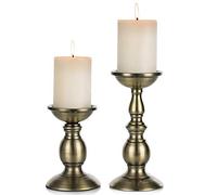 NUPTIO Lot de 2 bougeoirs piliers en Fer, Parfaits pour Bougies piliers de 80 mm ou Bougies LED sans Flamme, décorations d'halloween, Noël, Cadeaux pour fête de Mariage, Maison, Spa, Reiki (S + L)