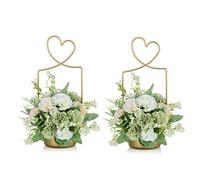 Nuptio Lot de 2 centres de Table à Fleurs pour Mariage, vases dorés pour centres de Table Love Handle Style