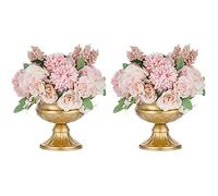 Nuptio Lot de 2 Mini Pots de Fleurs en Métal Élégants pour Centre de Table de Mariage, Décoration de Fête, 12,6 cm de Haut, Vase Trompette pour Anniversaire et Cérémonie