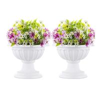 NUPTIO Lot de 2 pots de fleurs classiques en plastique de 2 600 cm de hauteur pour ext rieur, pour jardin, porche, porte d'entr e