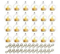 NUPTIO Mini Bougeoir Bougie Chauffe-Plat en Verre, Globes en Verre avec Bougie À LED, Diamètre De 6cm, Décoration d'arbre De Fête (20 pièces + 4 pièces)
