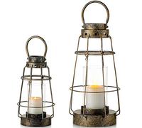 NUPTIO Ouragan Bougie Lanterne, Suspendu Bougeoir Rustique Ferme Style Lanternes Bougeoir Intérieur Extérieur pour Mariage Vintage Fête d'anniversaire Décoration de Jardin, 2 Pièces