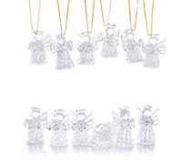 NUPTIO Paques Decoration 12 Pcs Mini Ornements en Verre Accrochants en Verre Clairs D'anges de Noël, Décorations Accrochantes de Vacances de Saison de Noël