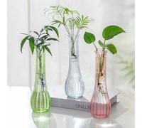 NUPTIO Petit Vase en Verre pour Fleur: 21,7cm Grand Soliflore Vase Decoratif pour Centre de Table Mariage - Coloré Vase Fleur pour Fête Interieur Maison Deco Lot de 3
