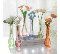 NUPTIO Petit Vase en Verre pour Fleur: 21,7cm Grand Soliflore Vase Decoratif pour Centre de Table Mariage - Coloré Vase Fleur pour Fête Interieur Maison Deco Lot de 6