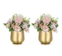 NUPTIO Petit Vase Or pour Mariage: 2 Vases Doré de 10cm Centre de Table Pièces Vintage pour Wedding Anniversaire Décorations Pot de Fleur Plante Metal Ornements de Balcon de Salle de Séjour